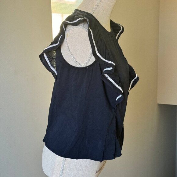 Banana Republic Cotton Blend Ruffle Top - Size Small - Picture 2 of 6